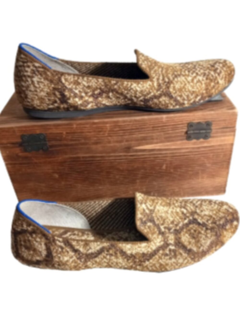 Rothy's The Loafer Womens 9.5 Bronze Snake Print Metallic Knit Flats